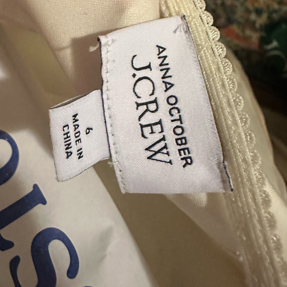 J. Crew Cream and White Satin Patchwork Midi Skirt - Picture 7 of 9